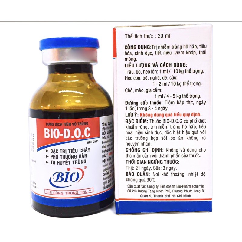 1 lọ Bio DOC 20ml cho vật nuôi.