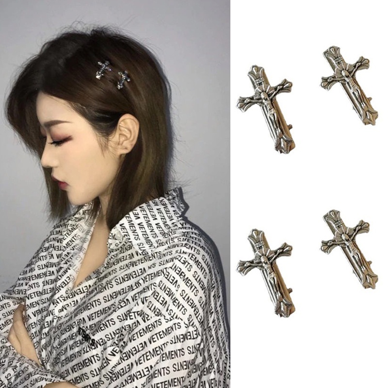 [Hàng mới về] Kẹp tóc mỏ vịt hình chữ thập phong cách Gothic cổ điển thời trang