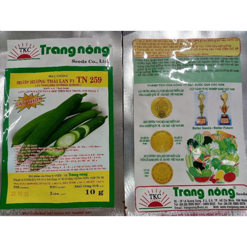 Hạt Giống Mướp Hương Thái Lan F1 Dễ Trồng, Sai Trái 10g - Trang Nông TN259