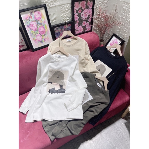 Áo nỉ tuyết cổ tròn form thụng giấu quần