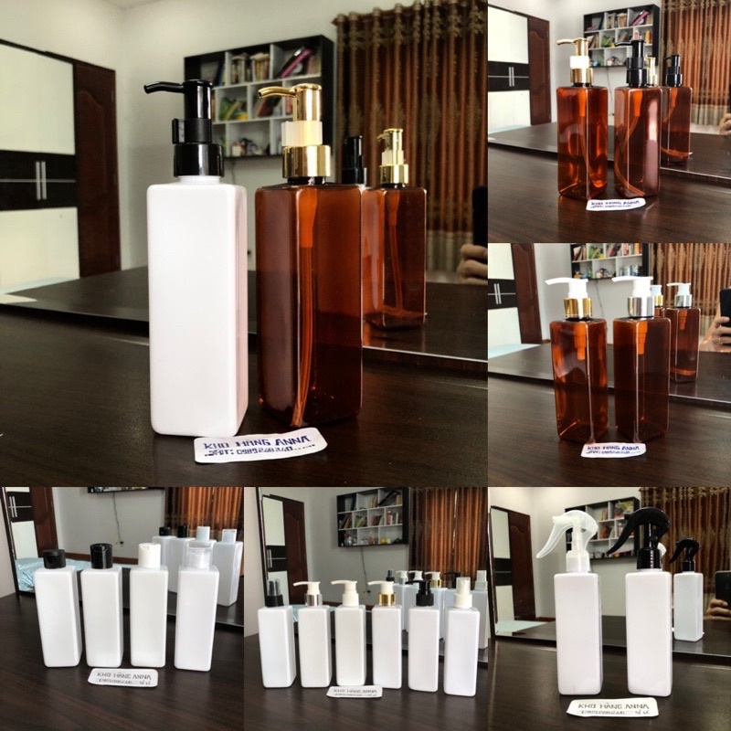 Chai nhựa VÒI VOI đựng dầu gội 100ml / 150ml 200ml / 300ml- Bình nhựa vòi nhấn pumb trắng lớn / Đen/ Xi vàng khoá