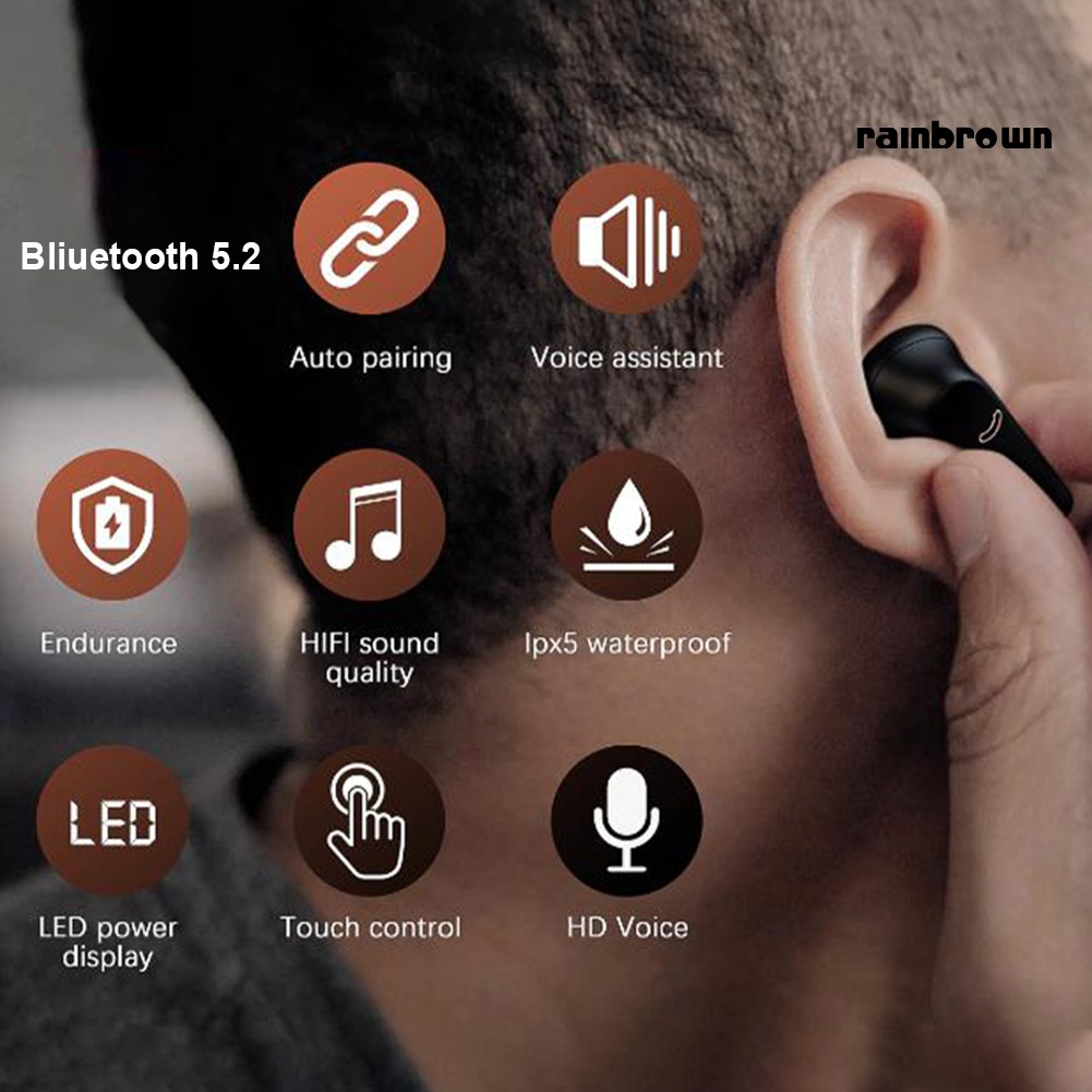 Tai Nghe Bluetooth 5.2 Không Thấm Nước Có Micro Và Đèn Led