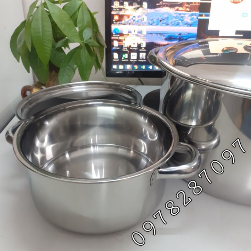 [Chính Hãng] Nồi inox Vietcook đáy đun từ đủ size 14, 16, 18, 20, 22, 24, 26, 28 cm, 30 cm, 32 cm nồi luộc gà