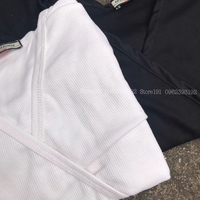 Áo Croptop Tay Ngắn Chéo Ngực Bo Eo