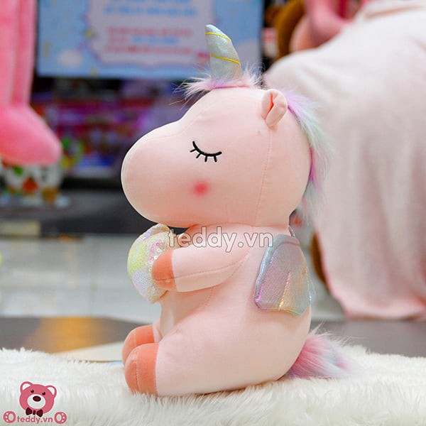 Gấu bông gối ôm ngựa kỳ lân unicorn vải co dãn 4 chiều hàng cao cấp Thú nhồi bông ngựa pony 25cm