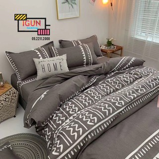 Bộ Chăn Ga Gối Cotton Poly set 4 món nhập khẩu THỔ CẨM XÁM GIẢN ĐƠN