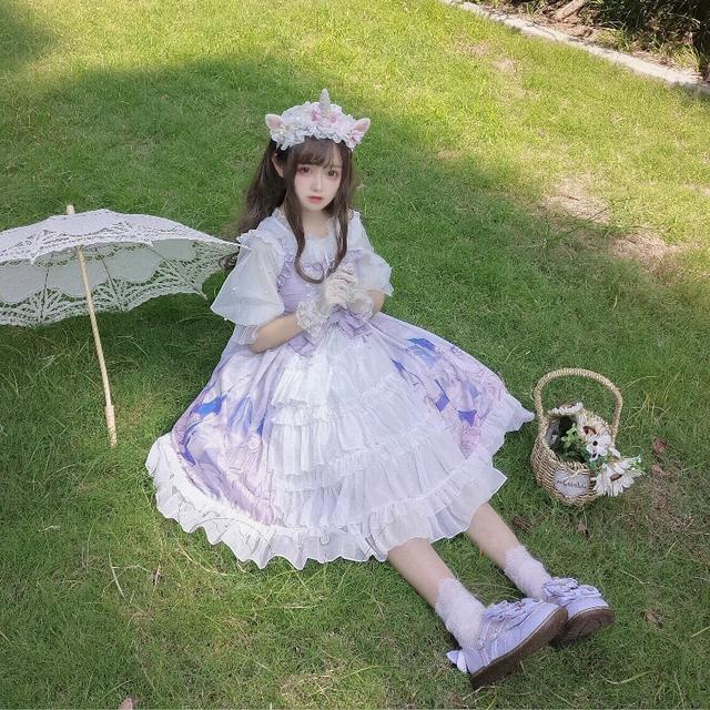 Đầm lolita chính hãng thiết kế bán chạy ~ Nhà máy sản xuất ở thành phố bầu trời có dây đeo