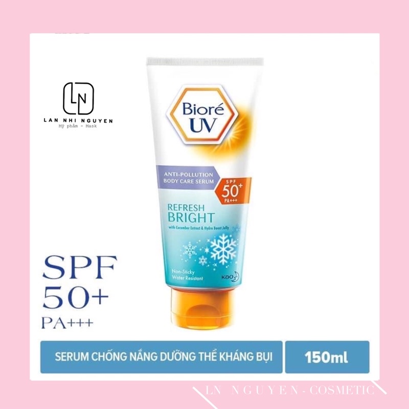 150ml Kem chống nắng body nâng tông  Dưỡng  ẩm Bioré UV Anti-Pollution Body Care Serum SPF50+ PA+++