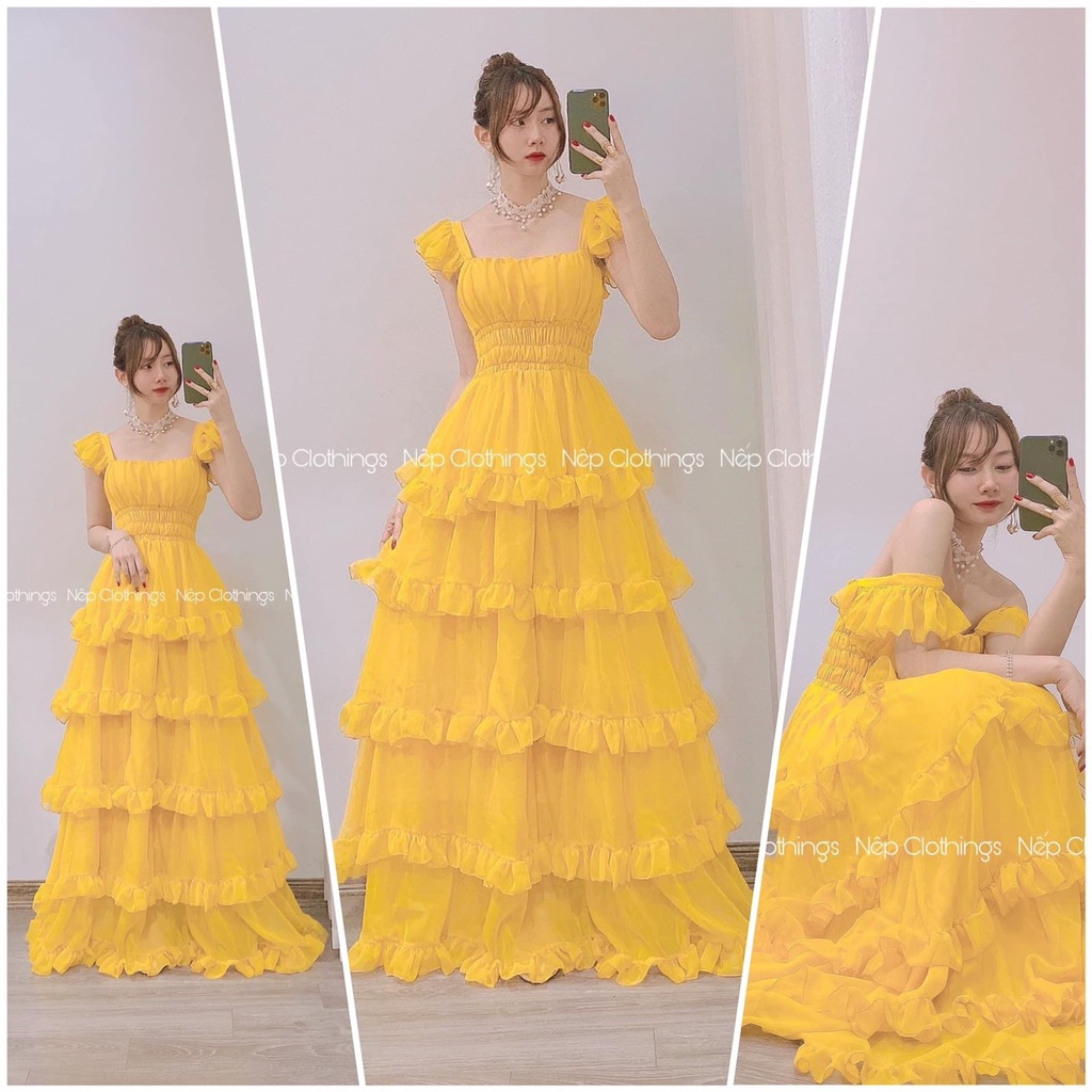 [MAXI] Đầm maxi đi biển dự tiệc tầng cánh tiên