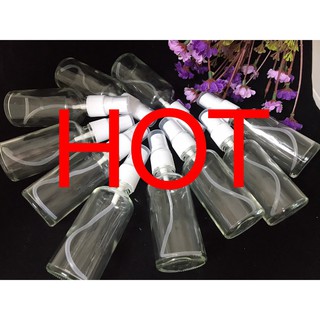 Combo 10 lọ đựng tinh dầu trắng trong lọ 50ml nắp xịt trắng