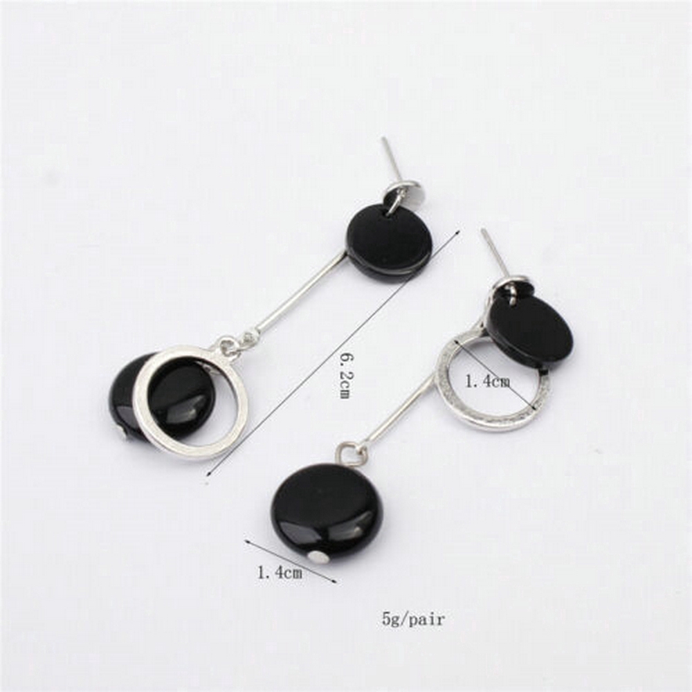 Hoa tai dạng dài hình tròn không đối xứng thời trang cho nữ