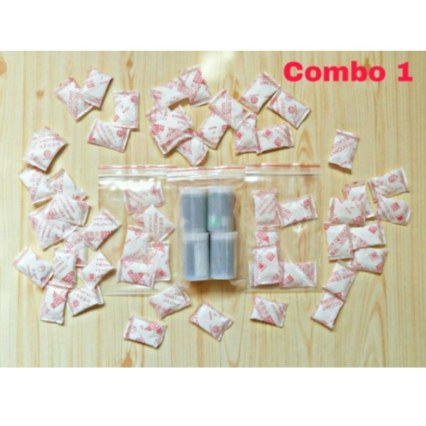 Combo túi zip và gói hút ẩm silica gel bảo quản, lưu trữ film