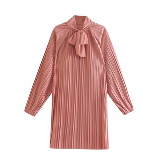 (Order) Đầm xếp li tay dài (Có 3 màu)
