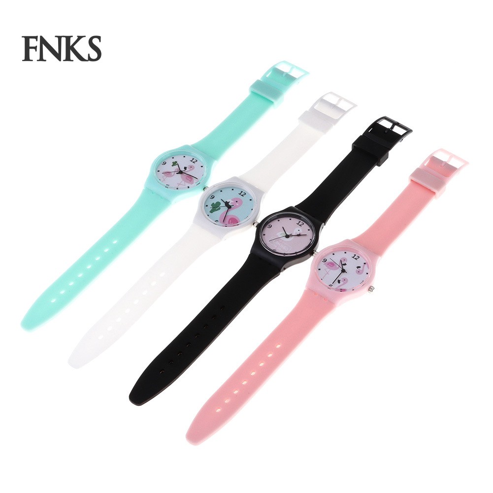 Đồng hồ đeo tay thiết kế dây silicon với mặt hình hồng hạc dễ thương cho nữ | BigBuy360 - bigbuy360.vn