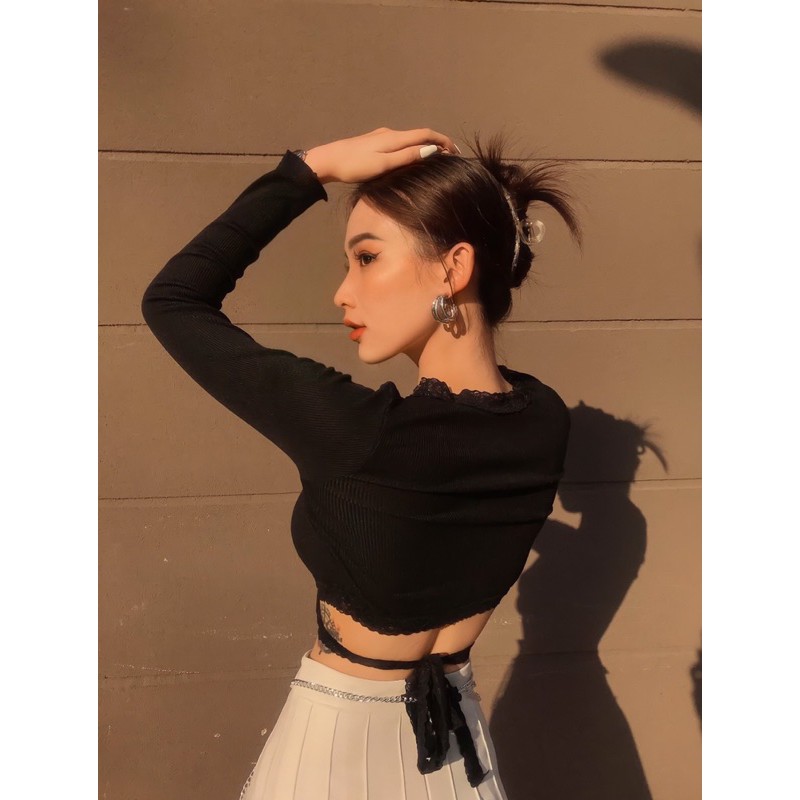 GILLBABY | Áo croptop đắp chéo cột dây quyến rũ năng động dễ thương mặc được 4 kiểu (ELINA TOP) | BigBuy360 - bigbuy360.vn