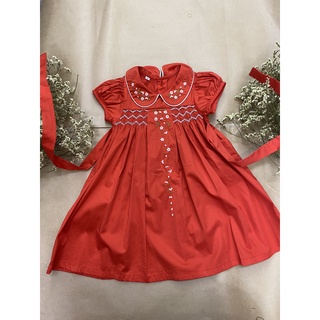 Đầm smock Mint Baby thêu tay cho bé gái, đầm em bé hoa nhí vải cotton cao cấp