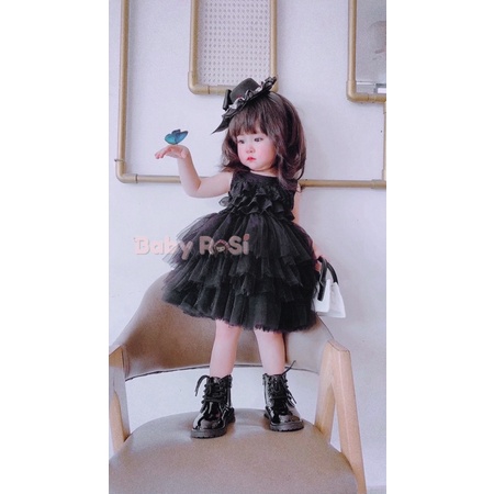 Váy công chúa tầng ren cho bé  đen