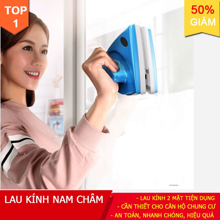 Dụng Cụ Lau Cửa Kính 2 Mặt Nam Châm giúp việc lau cửa kính căn hộ của bạn an toàn,hiệu quả