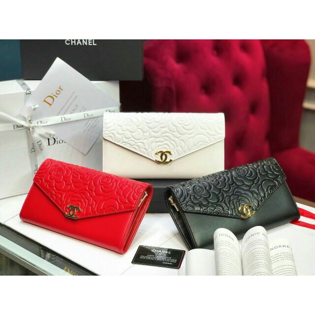 Túi cầm tay CN hoa trà túi đeo chéo clutch sang xịn da thật mịn mềm hàng cao cấp full box mẫu mới nhất