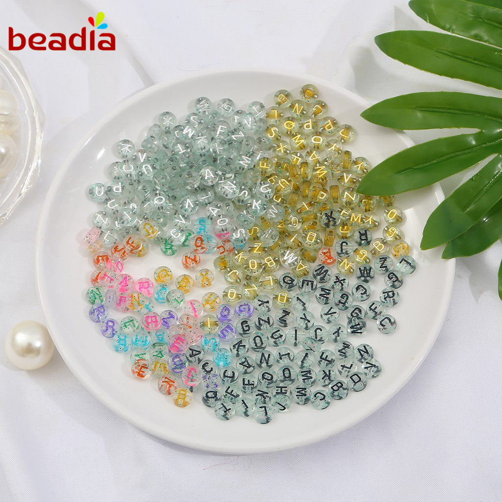 Beadia Set 100/200 Hạt Xâu Chuỗi 4x7mm Trong Suốt Dùng Làm Vòng Tay Handmade