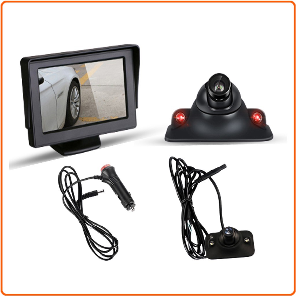 Camera Cặp Lề Ô Tô - ( Combo Màn Hình 4.3 LCD + Camera Căn Lề Không Cần Khoan Gương ) -LaKaDo