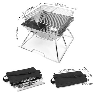 [Freeship Extra] Bếp vỉ nướng than hoa du lịch gấp gọn Inox