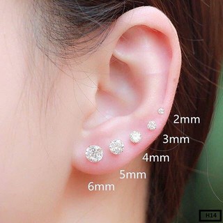 Bông tai bạc s950 bông nhỏ trên vành tai nhiều size mã H14