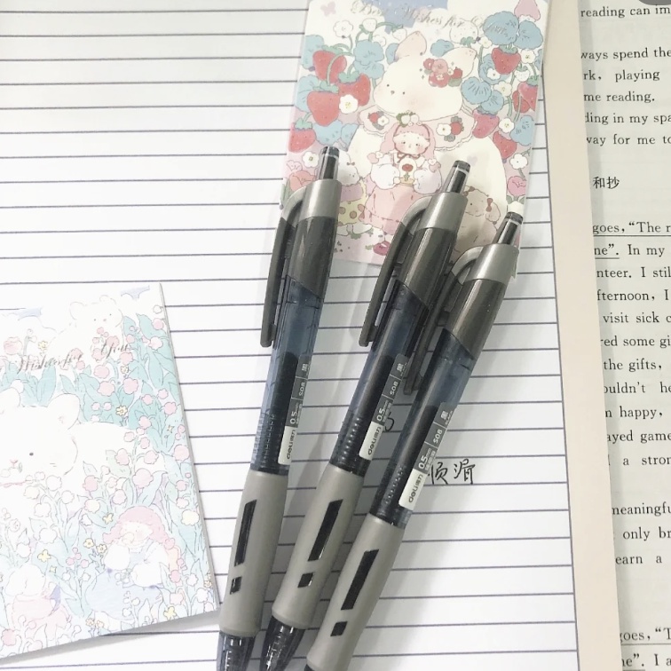 Deli Bút Mực Gel Ngòi 0.5mm Màu Đen / Xanh Dương Có Thể Thu Gọn Tiện Dụng