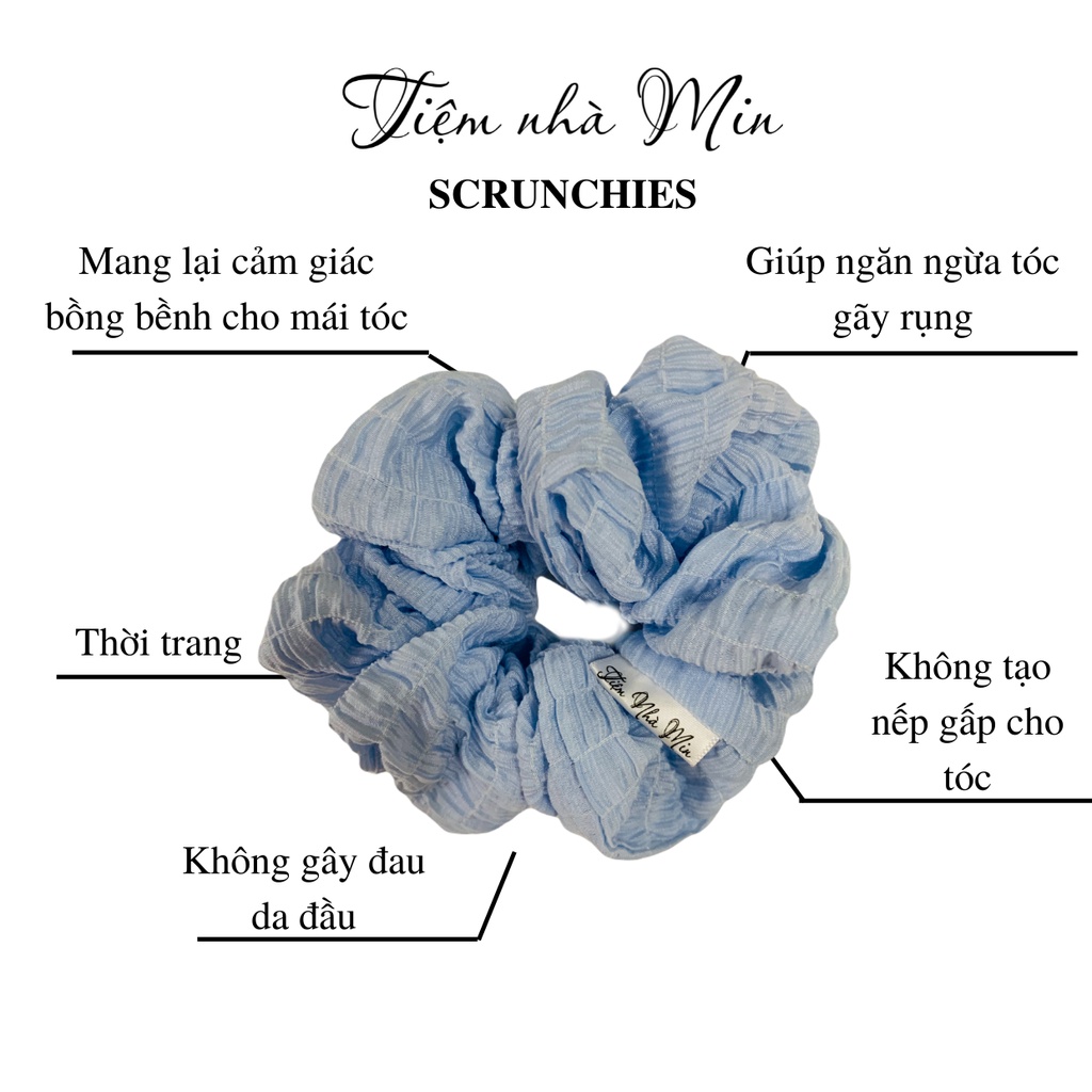 Dây Buộc tóc SCRUNCHIES THÔ Nhún Xanh dương Tiệm nhà Min phong cách Hàn Quốc mềm mại - MIN.0023