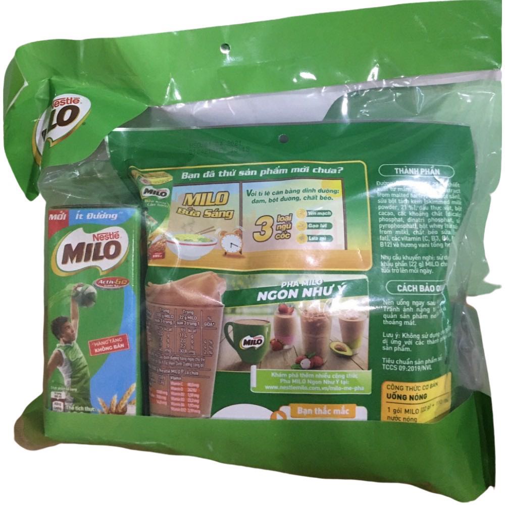 Sữa Nestle Milo 3 trong 1 - Thức uống lúa mạch dạng bột pha sẵn( túi 15 gói 22gram)