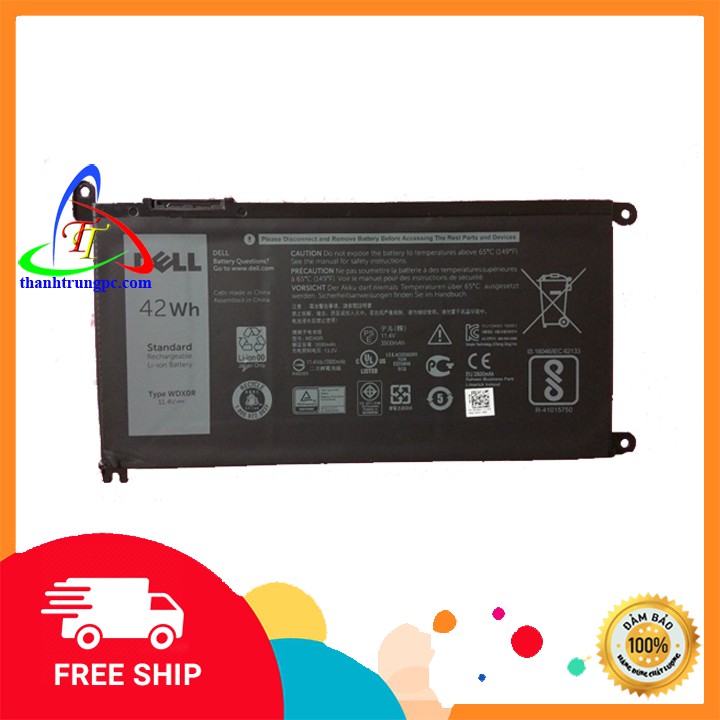 Pin Laptop Dell Inspiron 5480 5481 5482 5488 5567 5568 5368 5378 7460 7472 7368 7569 7579 Mã Pin WDXOR Loại 42Wh Zin