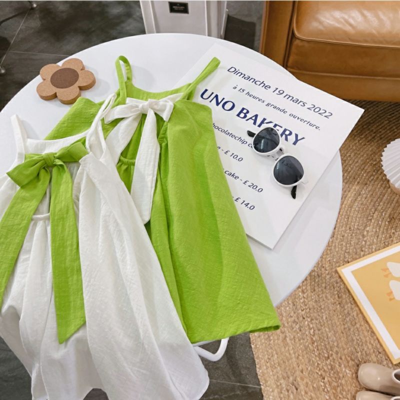 Váy 2 dây trẻ em mùa hè đi biển mẹ và bé màu xanh trắng từ 9kg đến 55kg size bự