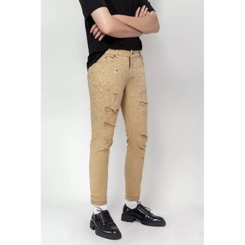 Quần Jean Amand Paint Dot Skinny Jeans - Green/ Beige