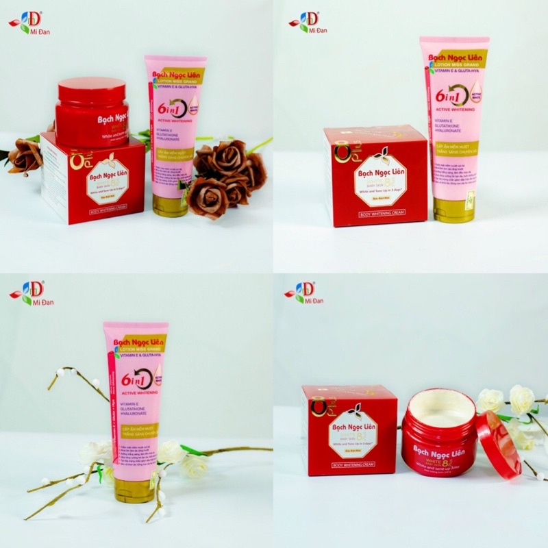 Combo Kem Bạch Ngọc Liên màu đỏ mẫu mới(1 kem body + tuýp lotion giữ ẩm) Chính hãng