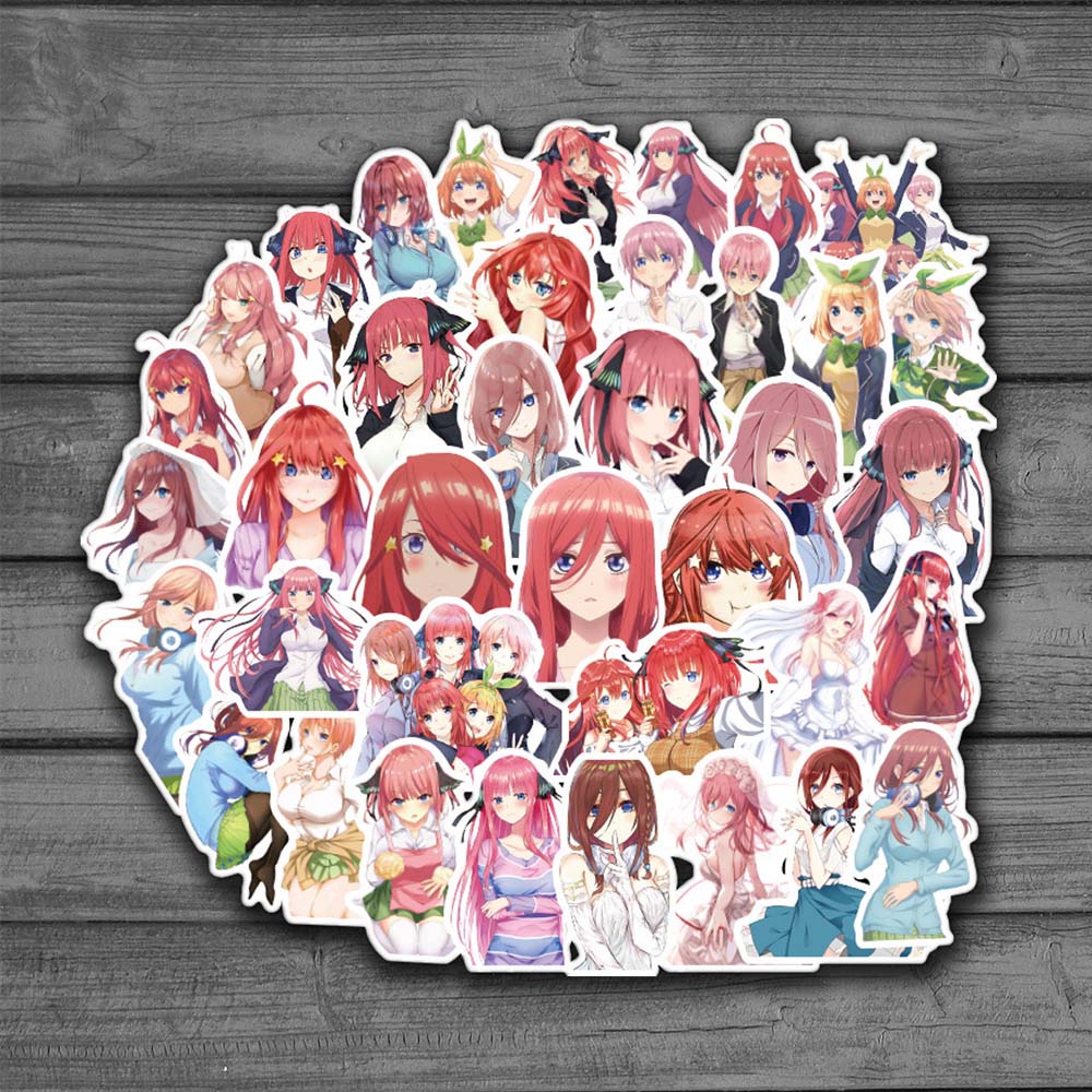 Set 50 miếng dán trang trí hình nhân vật hoạt hình Nakano Miku đáng yêu