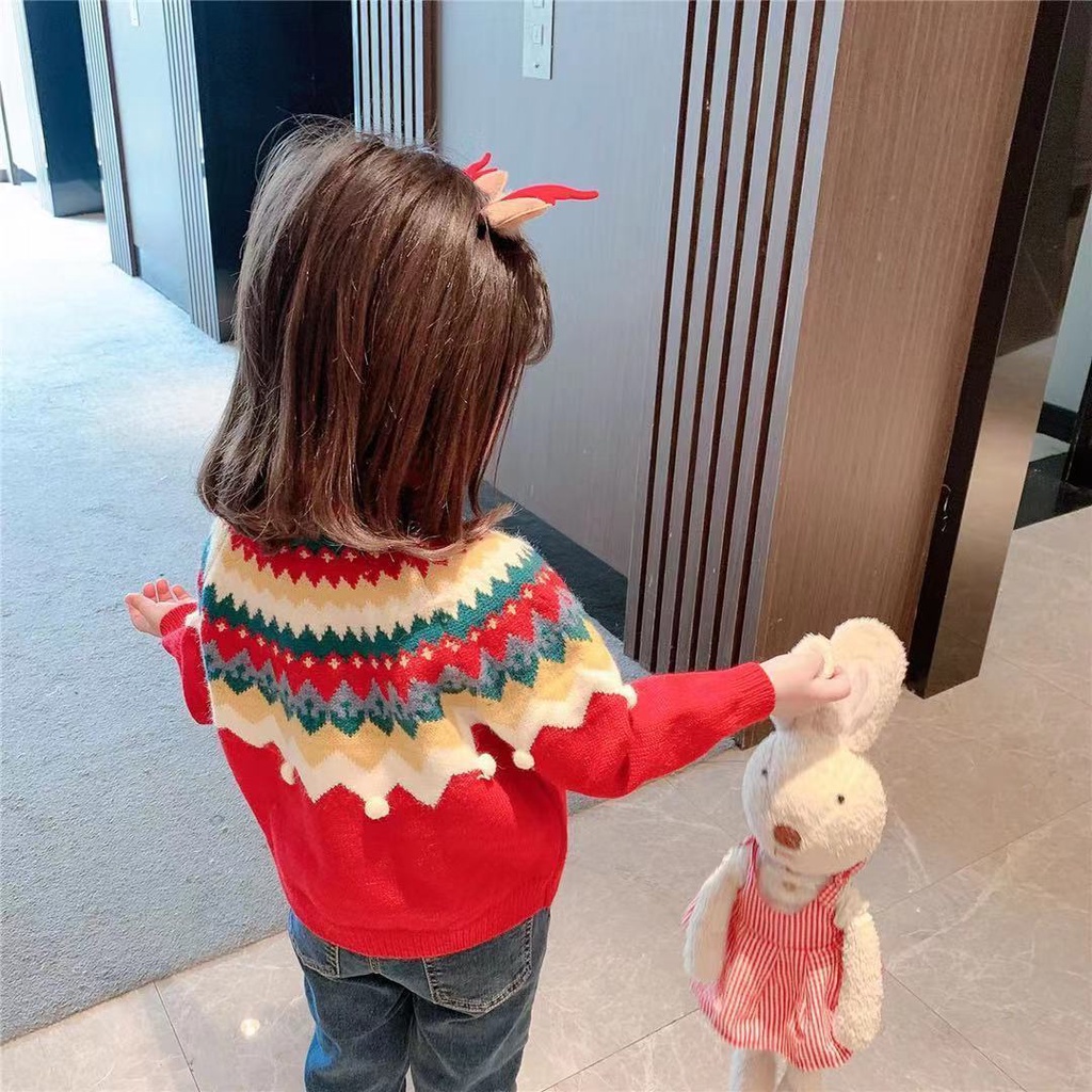 Áo len tay dài xinh xắn dành cho bé gái tùy chọn màu sắc