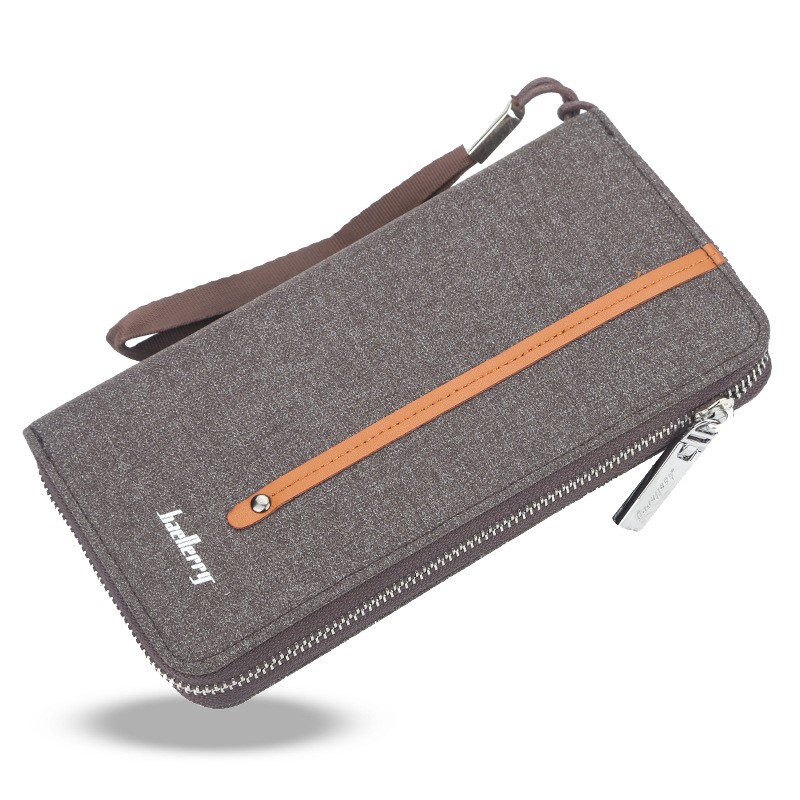 Baellerry Ví Dài Vải Canvas Có Khóa Kéo Thời Trang Cho Nam