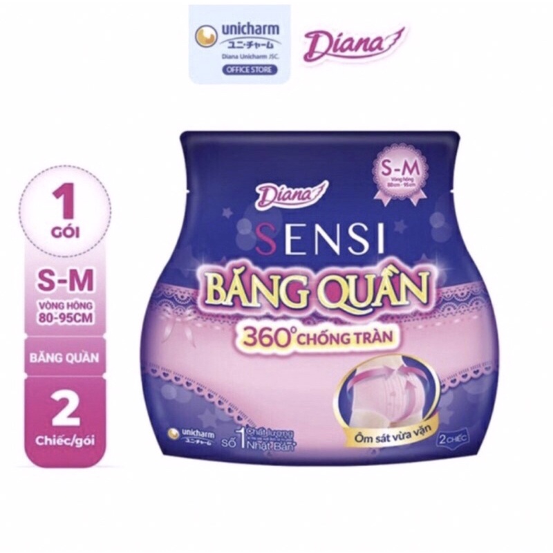 Băng vệ sinh dạng quần Diana M-L, S-M( 2 miếng)/M-L (5 miếng)