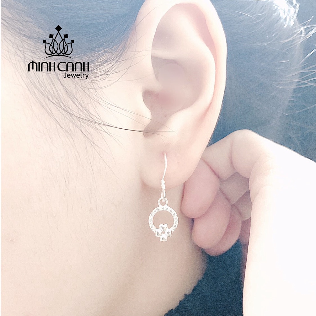 Bông Tai Bạc Vòng Tròn Cỏ 4 Lá - Minh Canh Jewelry
