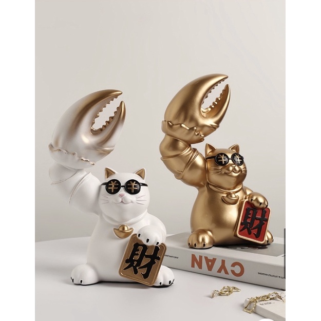 🍀Tặng kèm khăn quấn làm khô tóc 🍀Mèo thần tài 🍀 mèo thần tài cơ bắp lực sĩ tay to tay đô cầu tài 🍀