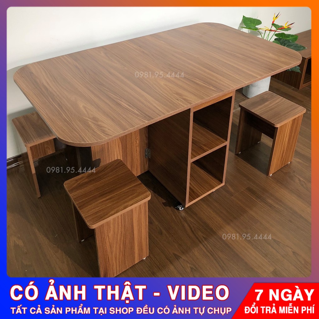 BÀN ĂN THÔNG MINH GẤP GỌN 4 GHẾ 🔸Dài 1.4m x Rộng 0.8m (HÀNG SẴN) - CHỈ SHIP HÀ NỘI