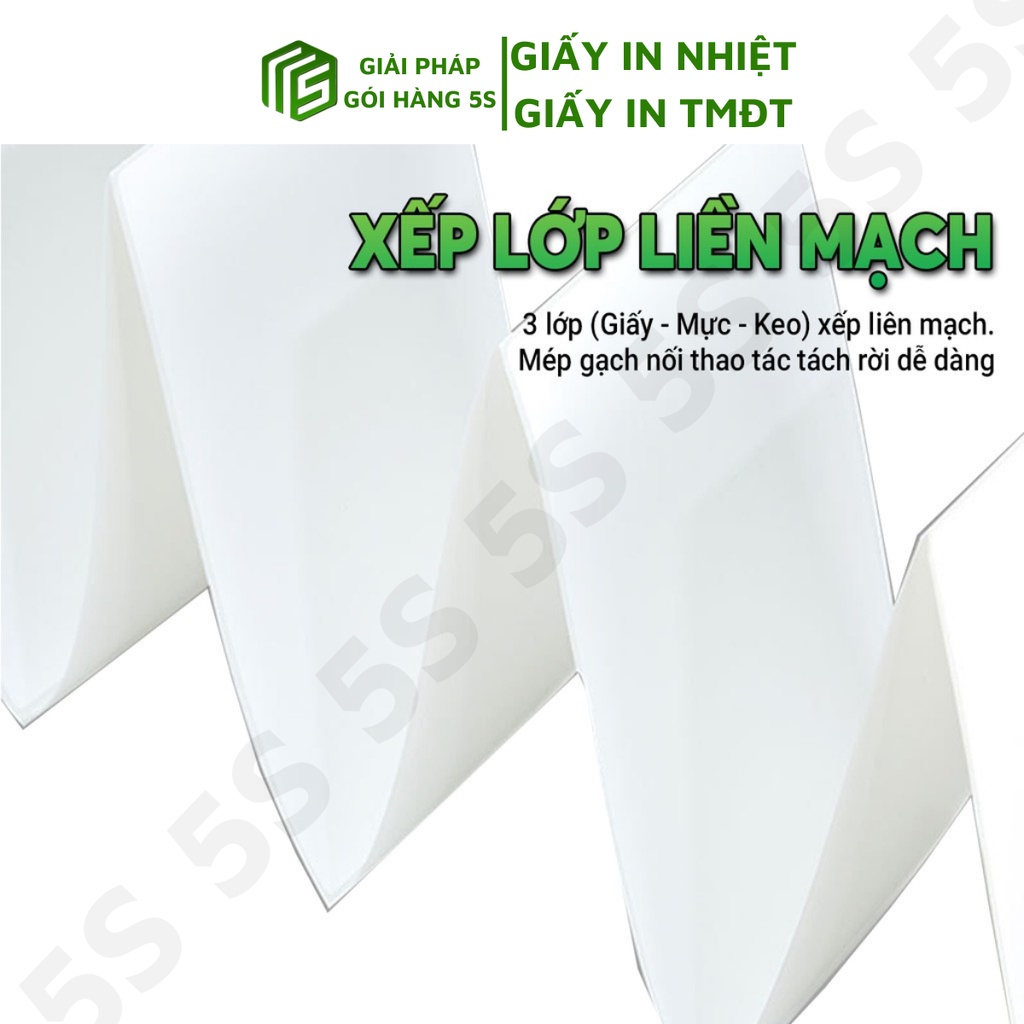 Giấy In Nhiệt, Tem Dán Khổ A7 75x100mm 5S Siêu Tiết Kiệm Cuộn 300 Tờ