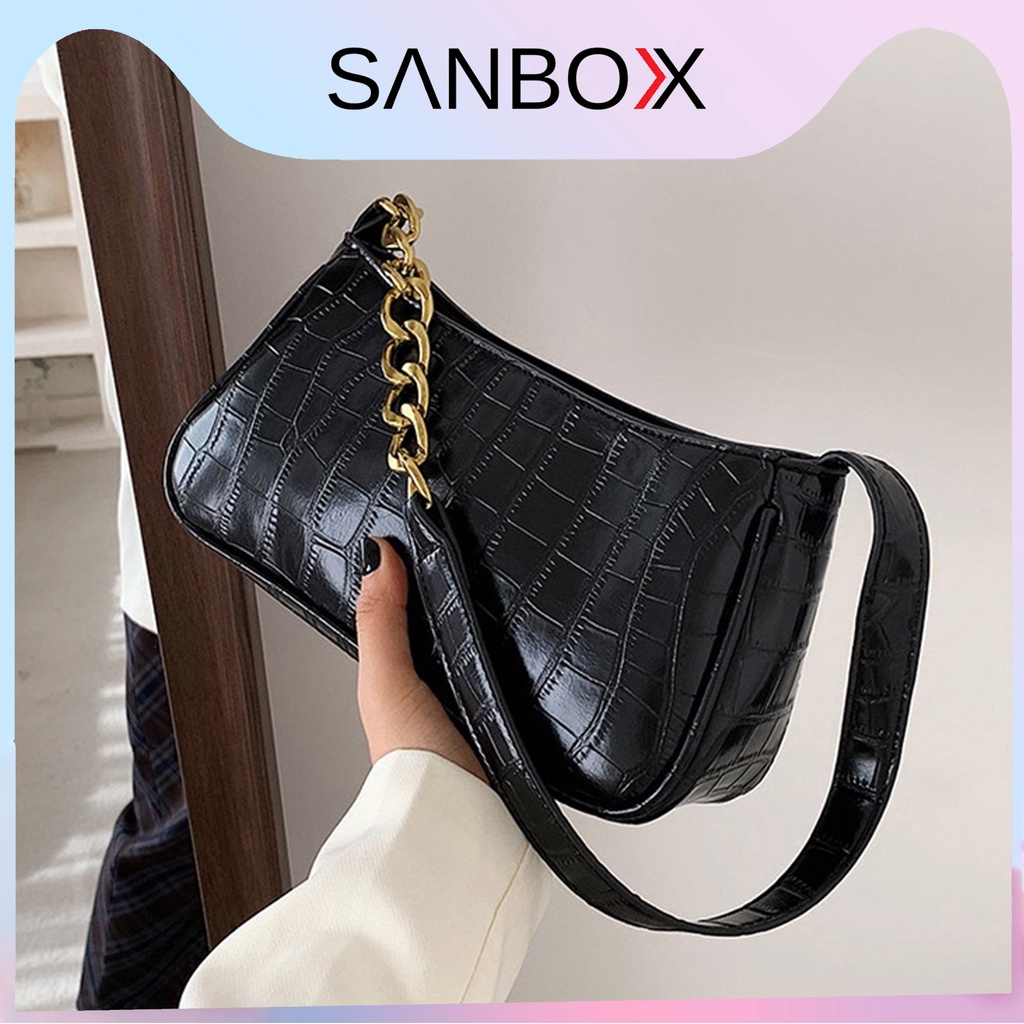Giỏ xách nữ, túi mini đeo chéo dây phối xích Sanbox Shop thời trang cao cấp dành cho công sở đi tiệc
