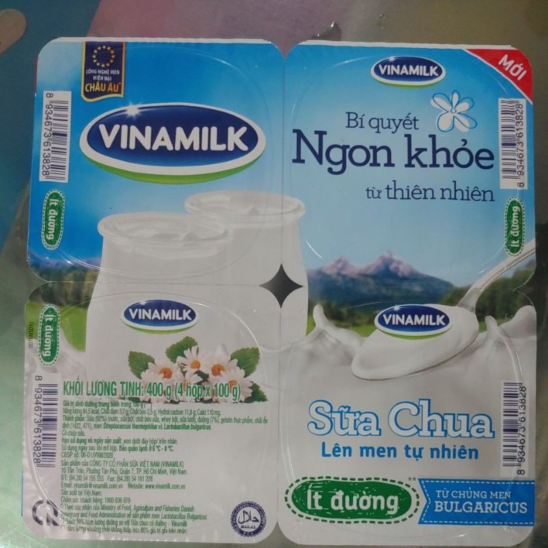 Sữa chua Vinamilk ít đường vỉ 4 hộpx100g