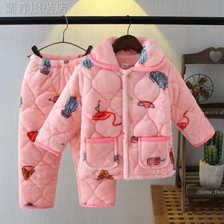 Bộ Đồ Ngủ Vải Flannel Dày Ba Lớp Thời Trang Mùa Đông Cho Bé Trai