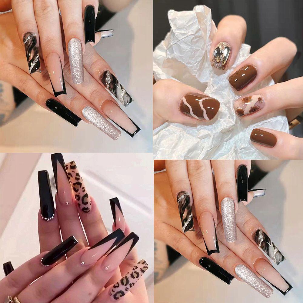 Bộ 24 Móng Tay Giả Che Phủ Toàn Diện Tháo Rời Được Thời Trang Thu Đông