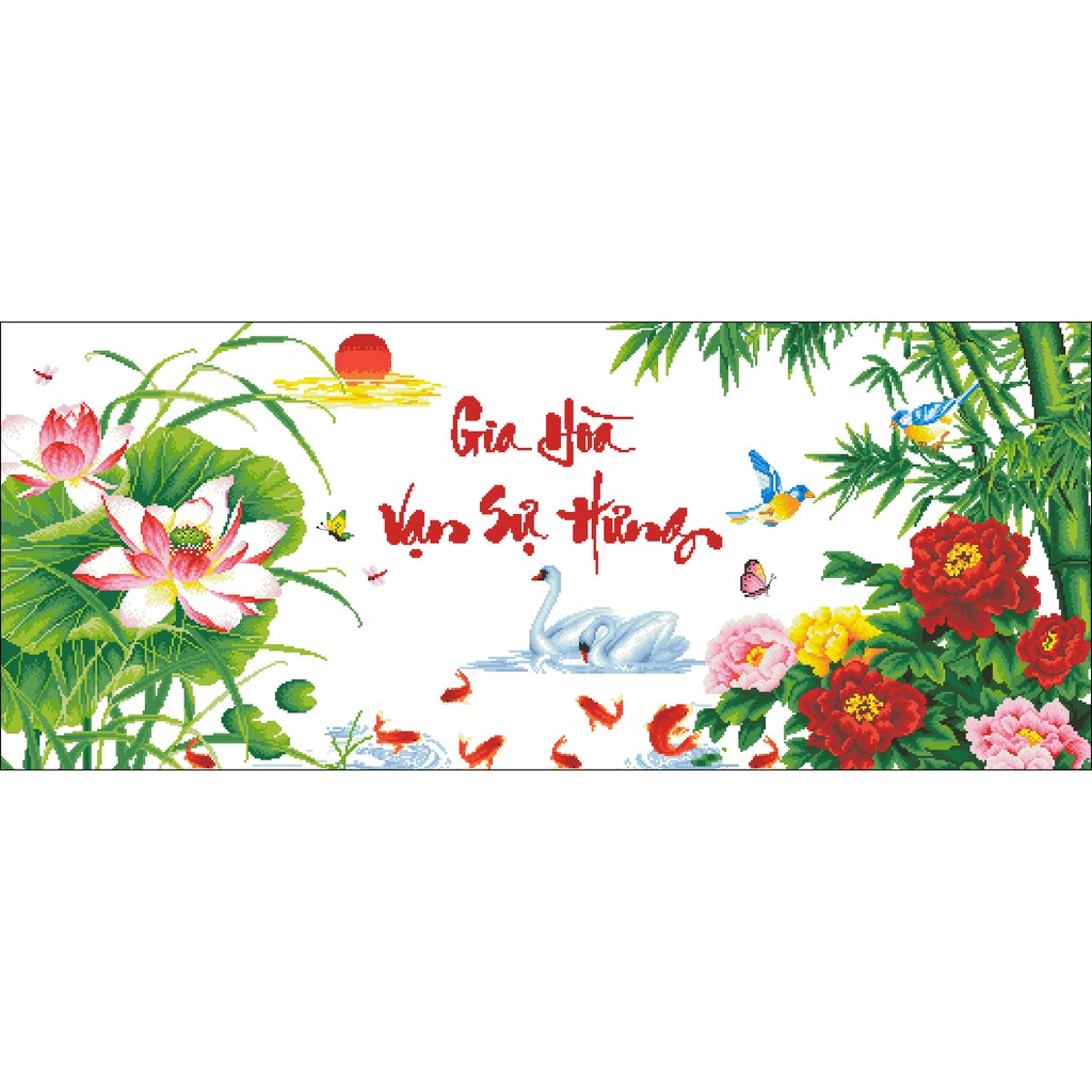 Tranh Thêu Chữ Thập Gia Hoà Vạn Sự Hưng 7