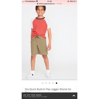 Quần short bé trai old navy dry quick túi chéo vnxk sz 5-14/16t