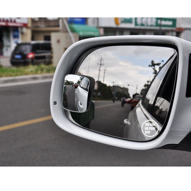 Gương Cầu Lồi Dạng Chữ Nhật Xoay 360 độ Gắn Gương ô Tô (mẫu 2)- phụ kiện ô tô