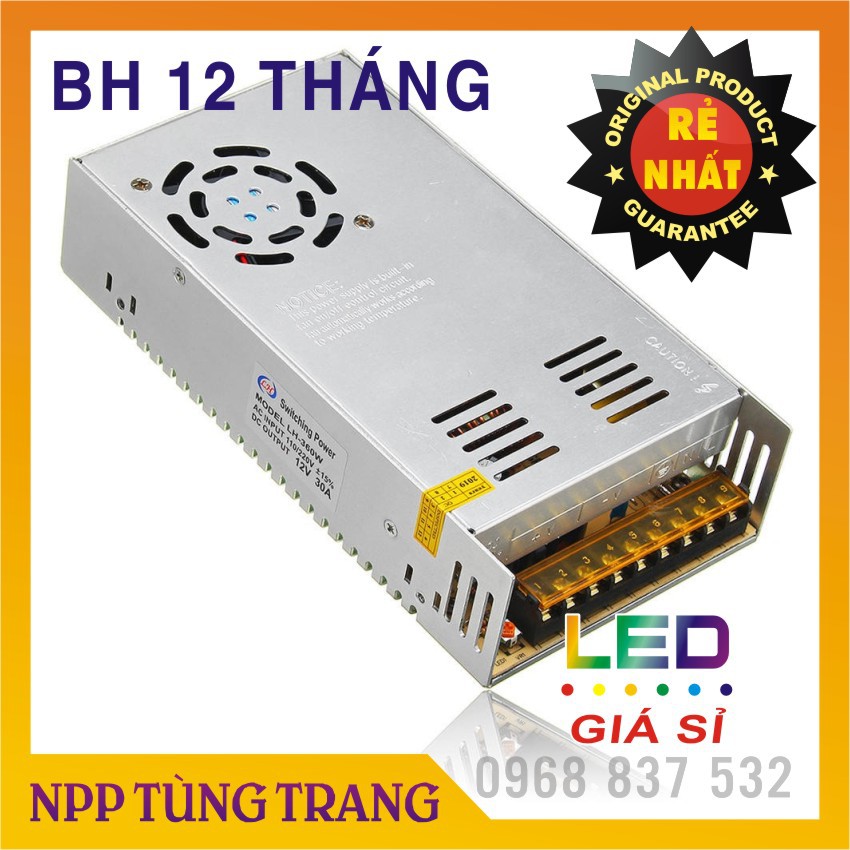 Nguồn tổ ong 12V 30A 360W có quạt bảo hành 12 tháng